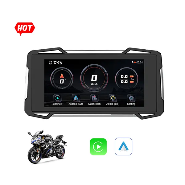 7 Inch Motorbike Multimedia Display Screen Waterproof Wireless CarPlay Android Auto Navigation (6)