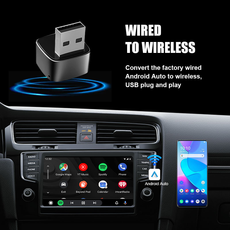 2 in 1 Wireless CarPlay Dongle Adapter Plug in Play Easy Connect